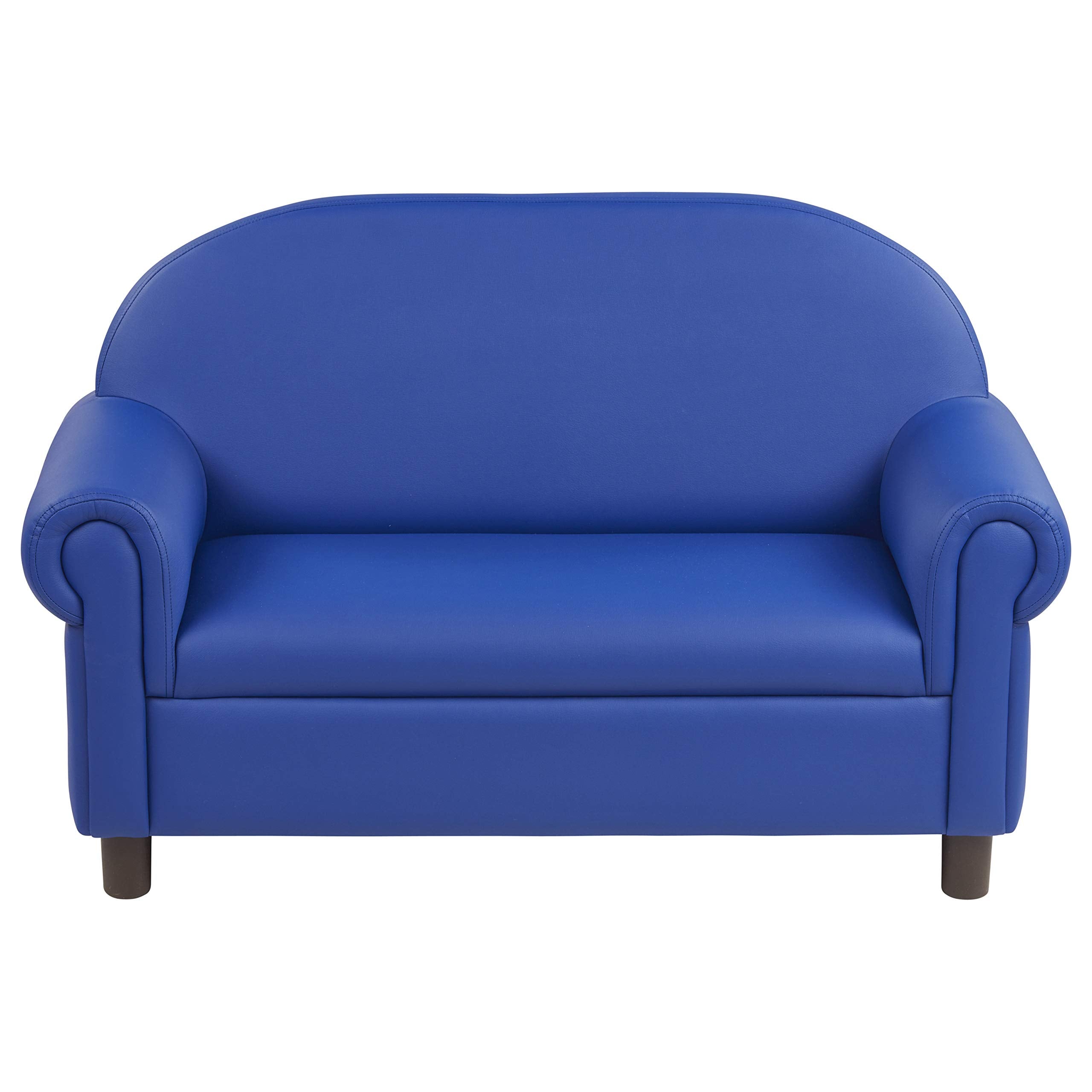 Kinder Sofa 2-Sitzer Blau – Gepolstertes Kindersofa mit Holzrahmen, Abnehmbaren Beinen, Pflegeleicht