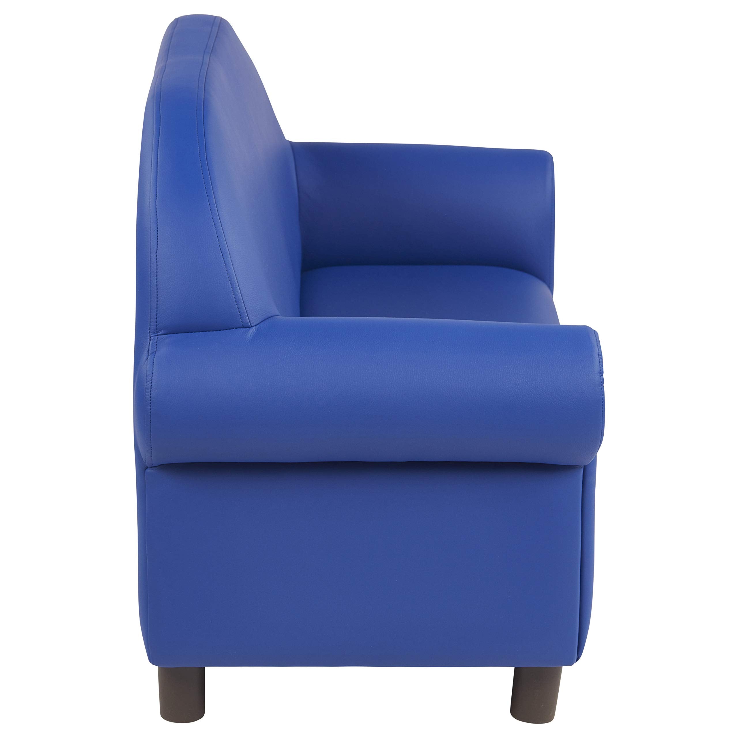 Kinder Sofa 2-Sitzer Blau – Gepolstertes Kindersofa mit Holzrahmen, Abnehmbaren Beinen, Pflegeleicht