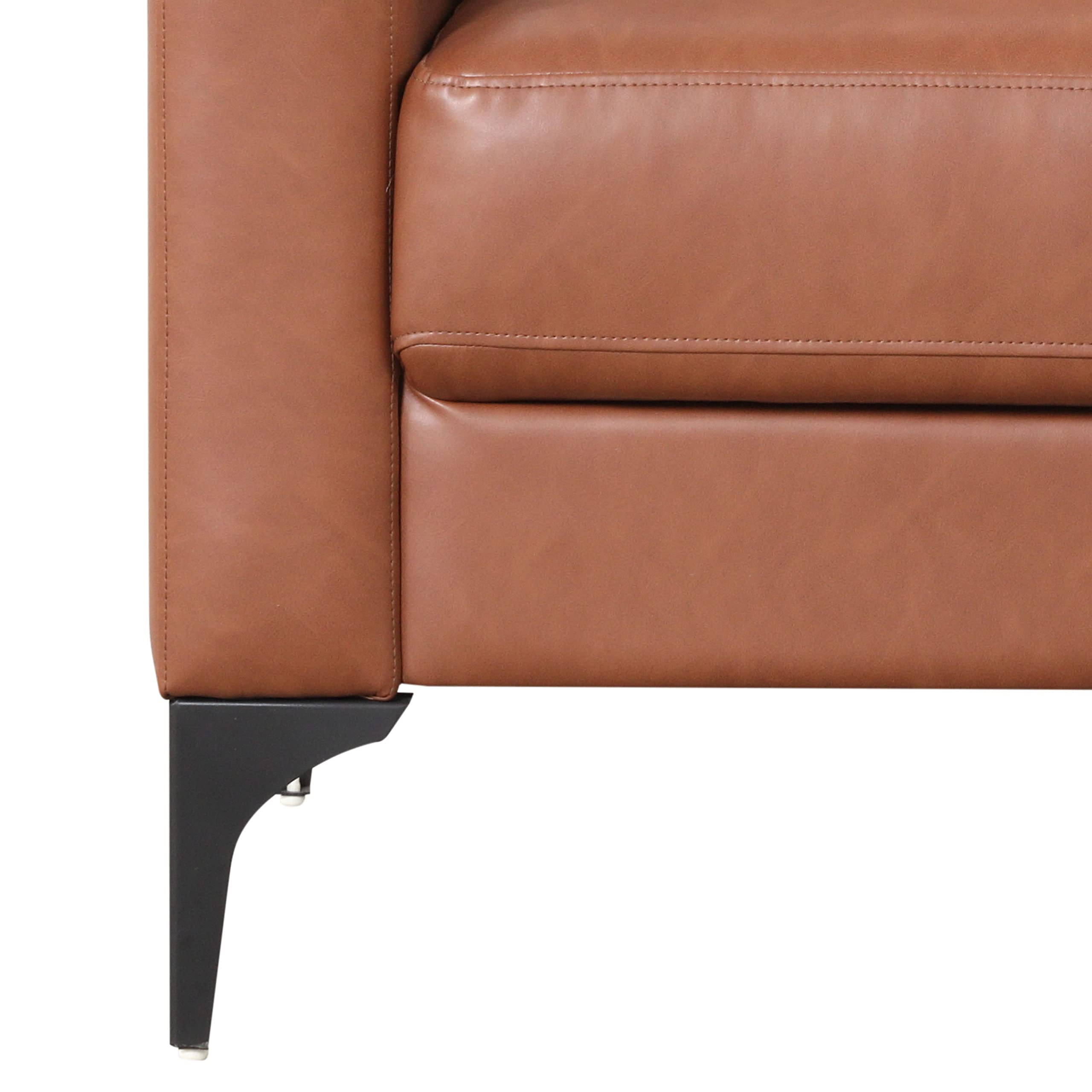 3-Sitzer Sofa 198 cm aus Kunstleder Braun – Taschenfederkern, Hochdichter Schaumstoff, Metallbeine, Modernes Design