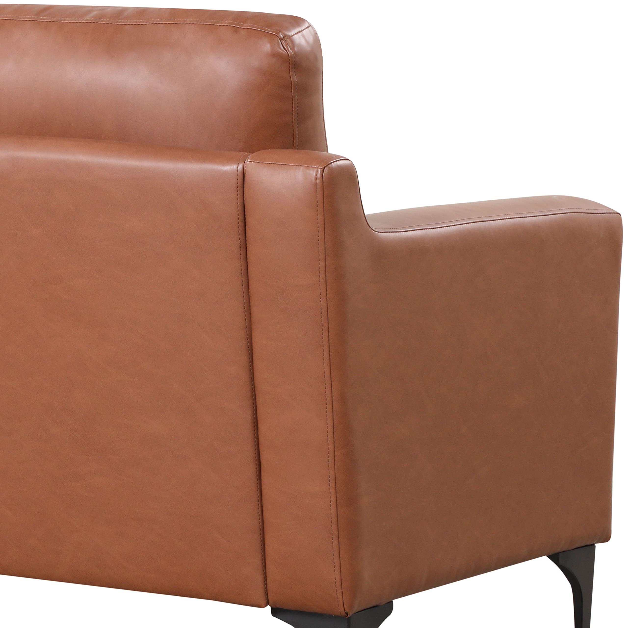 3-Sitzer Sofa 198 cm aus Kunstleder Braun – Taschenfederkern, Hochdichter Schaumstoff, Metallbeine, Modernes Design