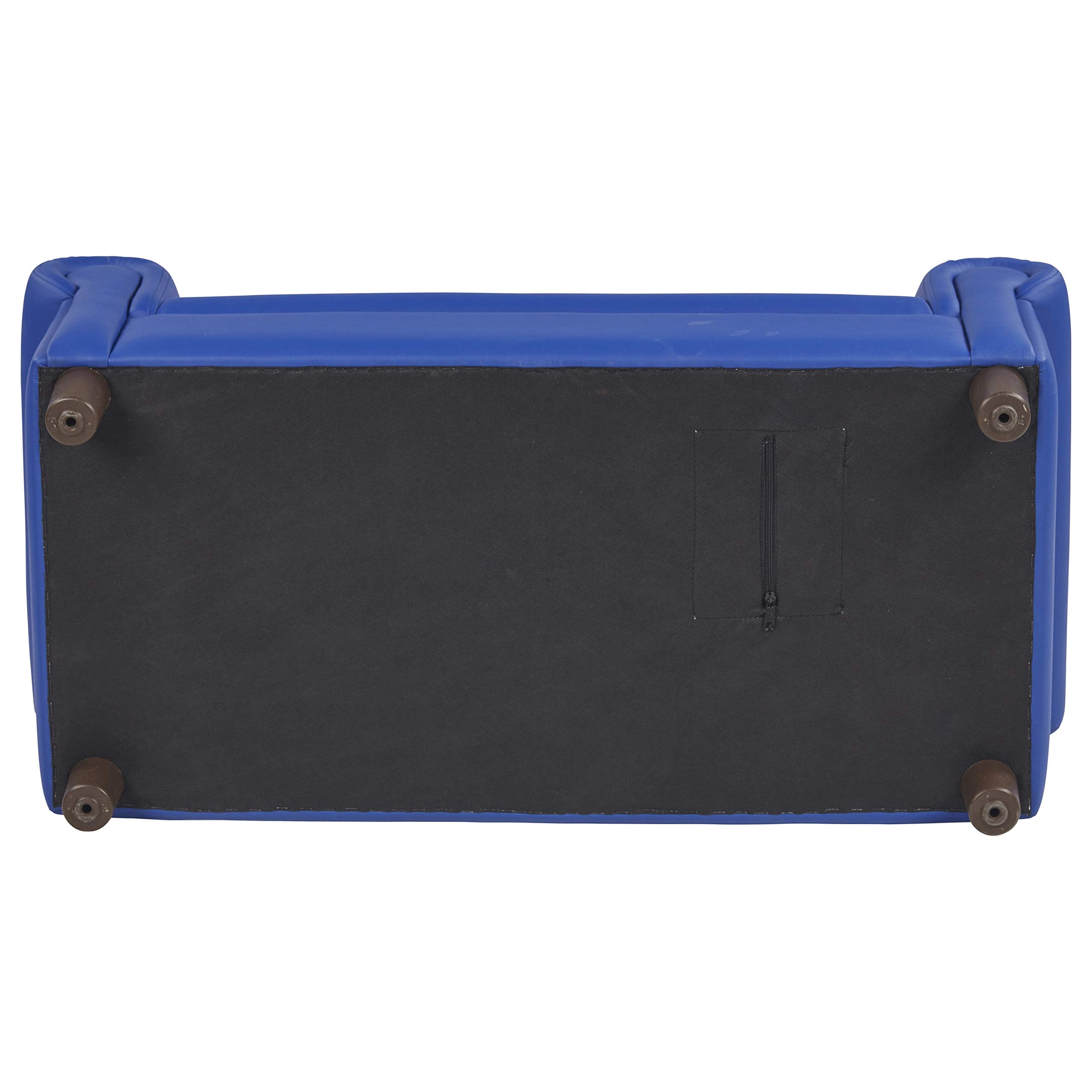 Kinder Sofa 2-Sitzer Blau – Gepolstertes Kindersofa mit Holzrahmen, Abnehmbaren Beinen, Pflegeleicht